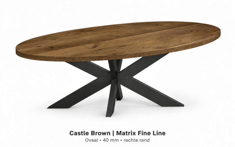 Ovale eiken eettafel 40 mm &ndash; zelf samenstellen